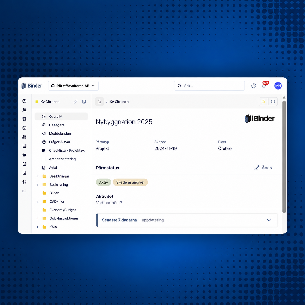 Mock-up of iBinder user interface